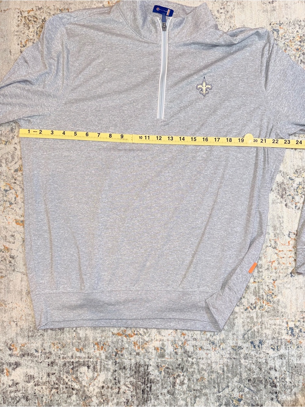 New Orleans Saints Men’s Heather Gray Quarter-Zip Pullover Stitch L A101 - Picture 6 of 10